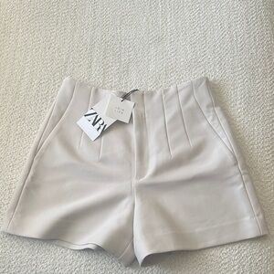 Zara High Waist Cream Shorts